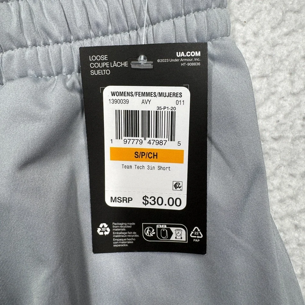 NWT‎ Under Armour UA Tech Team 3 Inch Shorts Gray Loose Women's Size Small